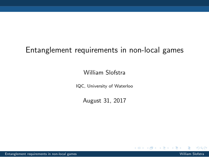 entanglement requirements in non local games