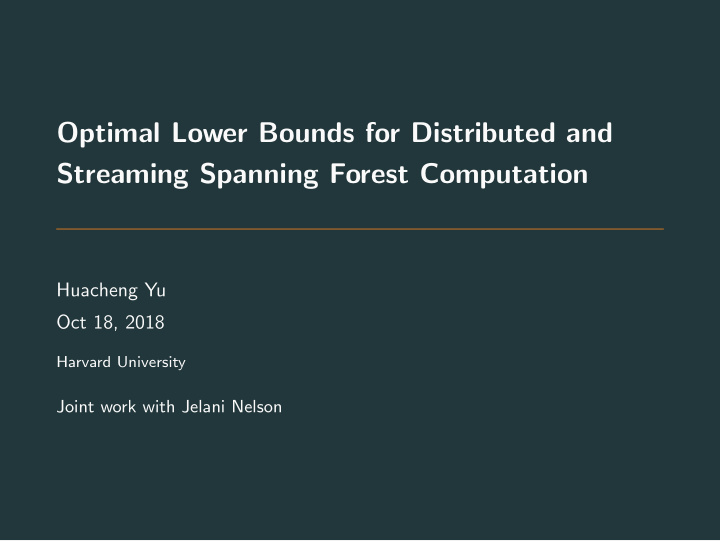 optimal lower bounds for distributed and streaming