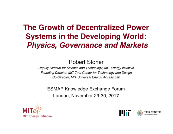 the growth of decentralized power systems in the