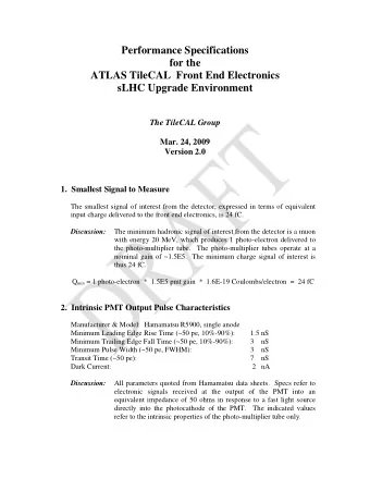 Performance Specifications  for the  ATLAS TileCAL  Front End Electronics  sLHC Upgrade Environment