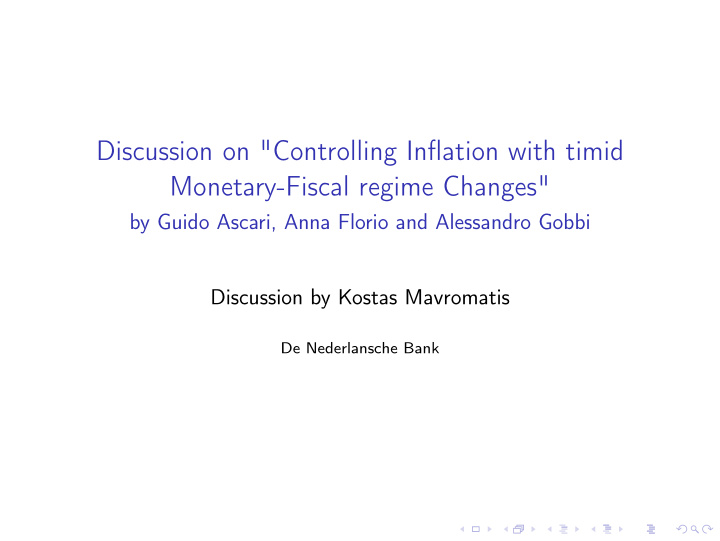 discussion on controlling inflation with timid monetary