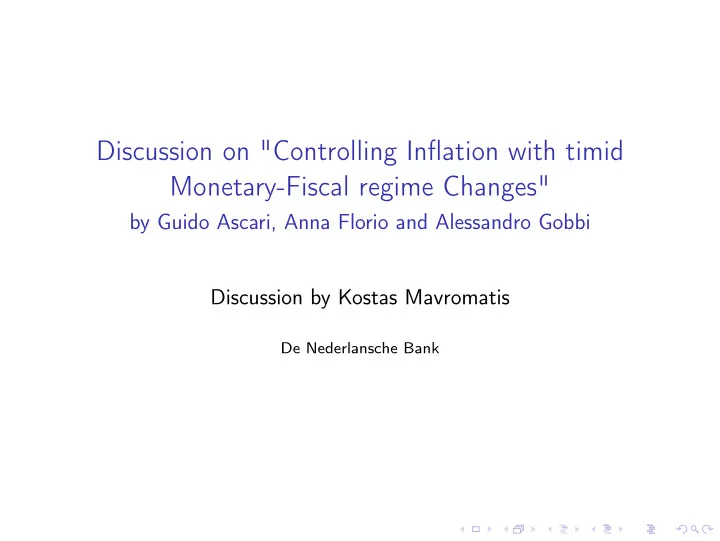 discussion on controlling inflation with timid monetary