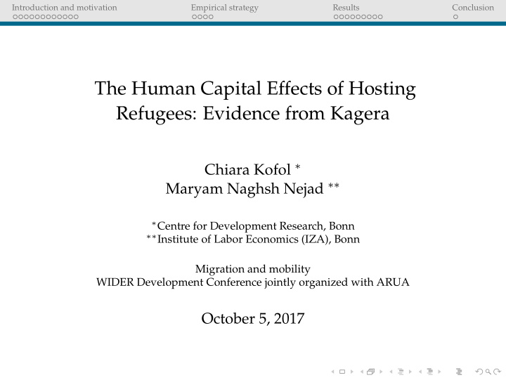 the human capital effects of hosting refugees evidence