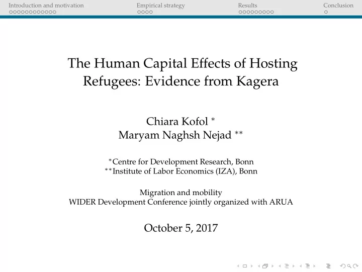 the human capital effects of hosting refugees evidence