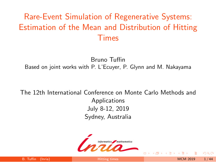 rare event simulation of regenerative systems estimation