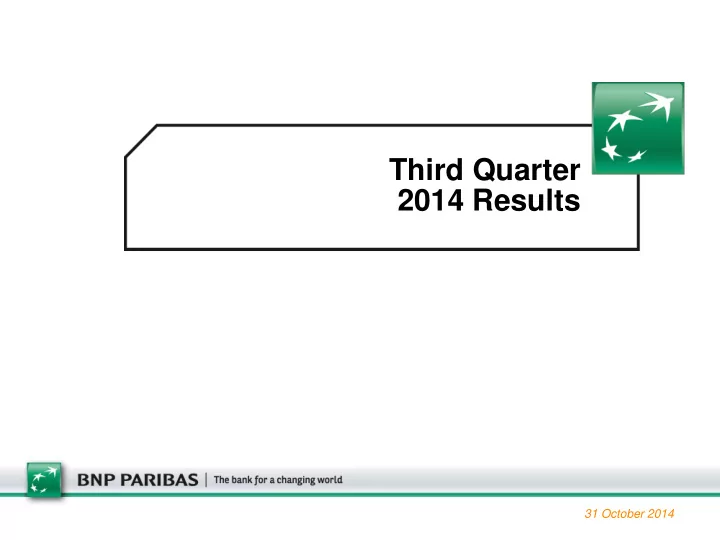 third quarter 2014 results