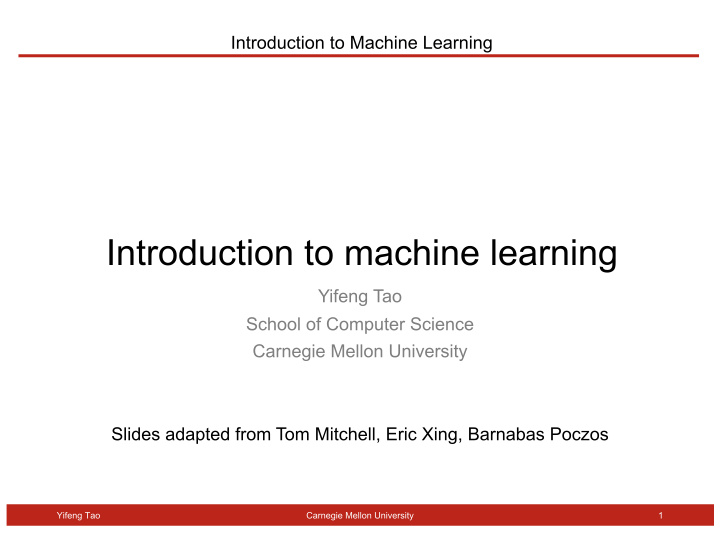 introduction to machine learning