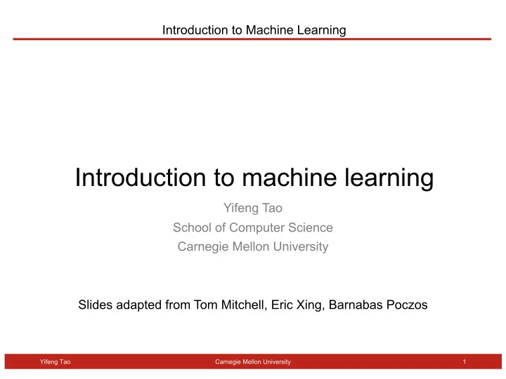introduction to machine learning