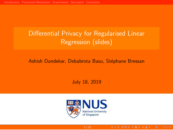 differential privacy for regularised linear regression