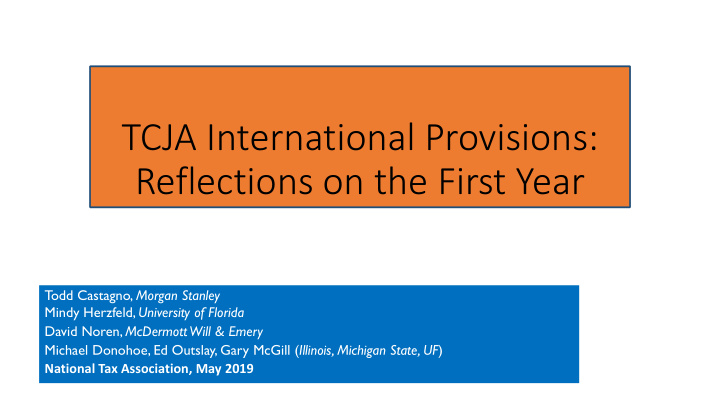 tcja international provisions reflections on the first