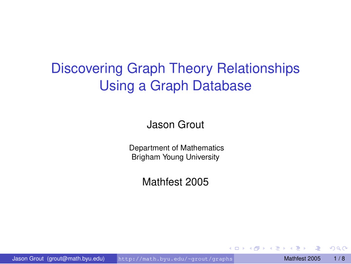 discovering graph theory relationships using a graph