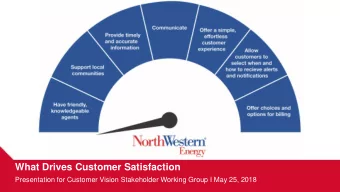 What Drives Customer Satisfaction  Presentation for Customer Vision Stakeholder Working Group I May