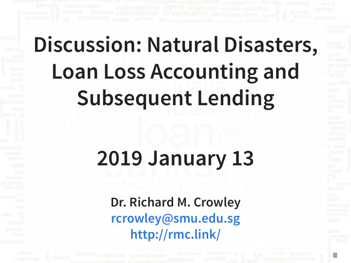 discussion natural disasters loan loss accounting and