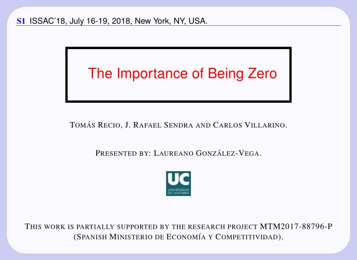 the importance of being zero