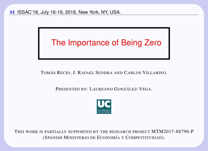 the importance of being zero