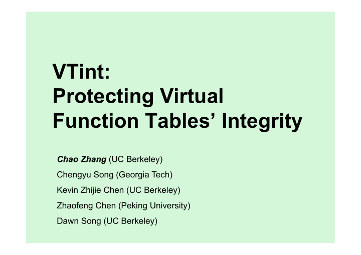 vtint protecting virtual function tables integrity