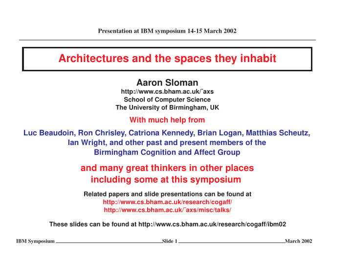 architectures and the spaces they inhabit