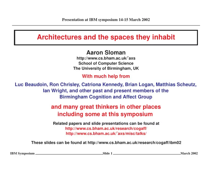architectures and the spaces they inhabit