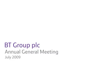 Sir Mike Rake  CSR - Inclusion and Charity Partnerships 2008-9  BT Achieved Business in  The