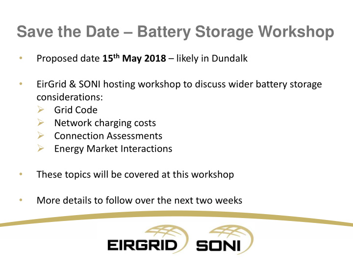 save the date battery storage workshop