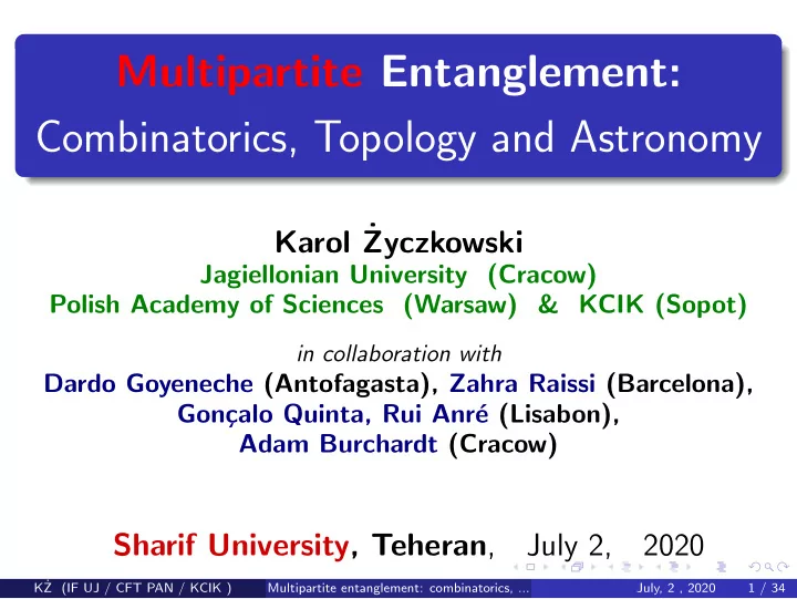 multipartite entanglement combinatorics topology and