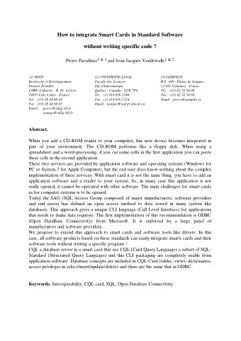 How to integrate Smart Cards in Standard Software  without writing specific code ? Pierre Paradinas