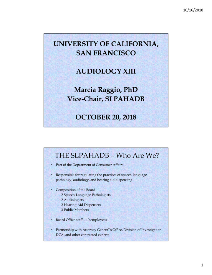 university of california san francisco audiology xiii