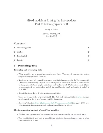 Mixed models in R using the lme4 package  Part 2: lattice graphics in R  Douglas Bates  Merck,