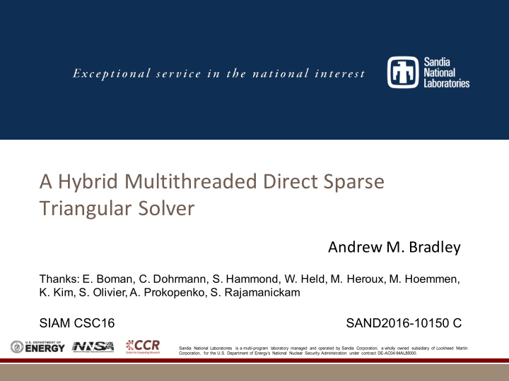 a hybrid multithreaded direct sparse triangular solver