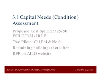 3.1 Capital Needs (Condition)  Assessment  Proposed Cost Split: 25/ 25/ 50  FSILG/ DSL/ IRDF  Two