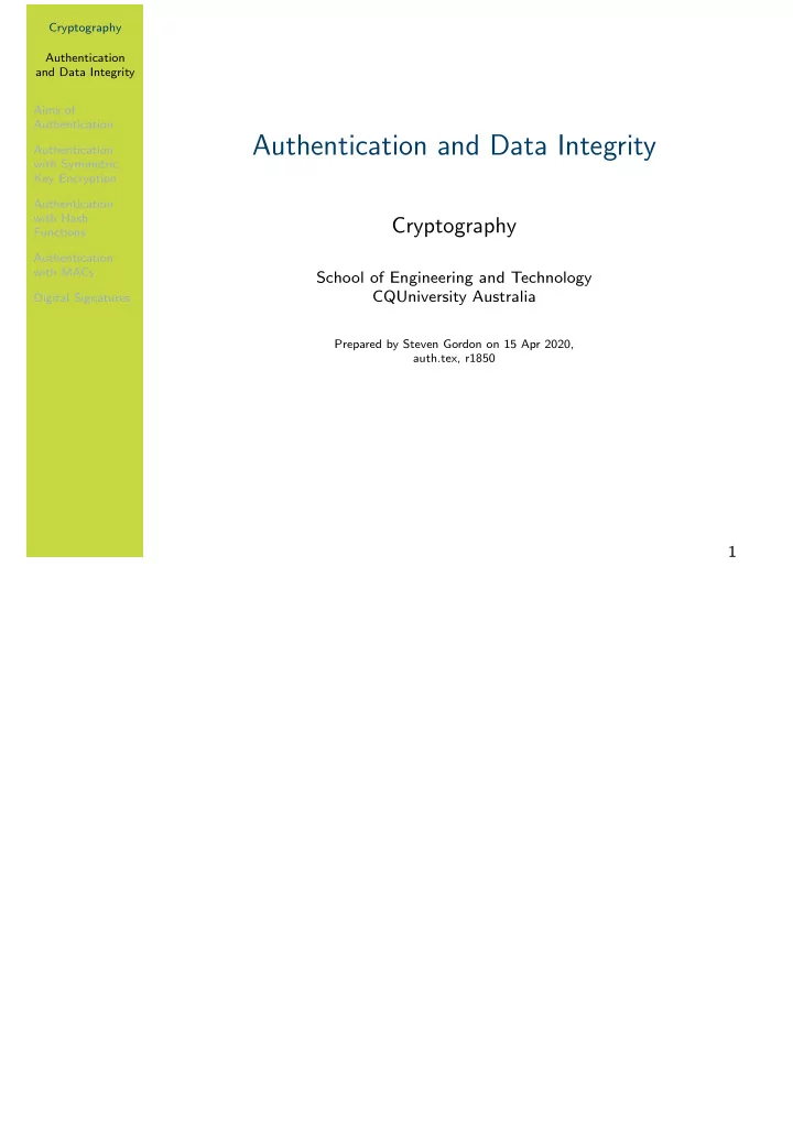 authentication and data integrity