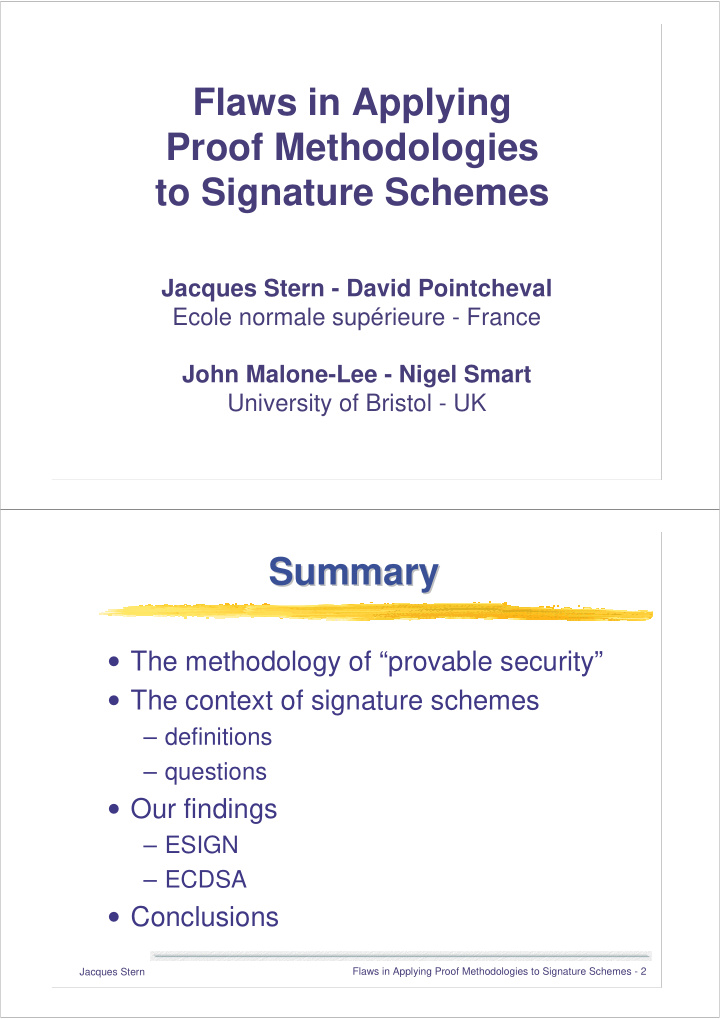 flaws in applying proof methodologies to signature schemes