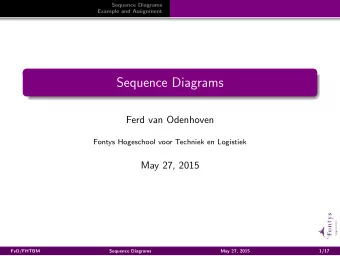 Sequence Diagrams  Ferd van Odenhoven  Fontys Hogeschool voor Techniek en Logistiek  May 27, 2015