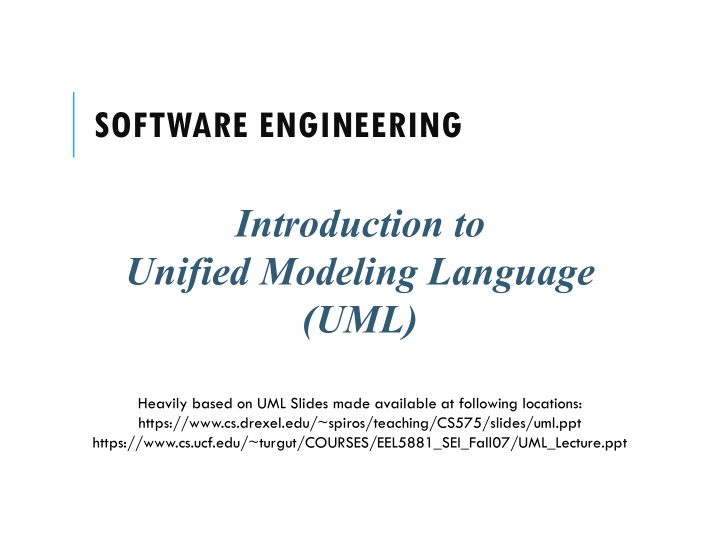 software engineering introduction to unified modeling