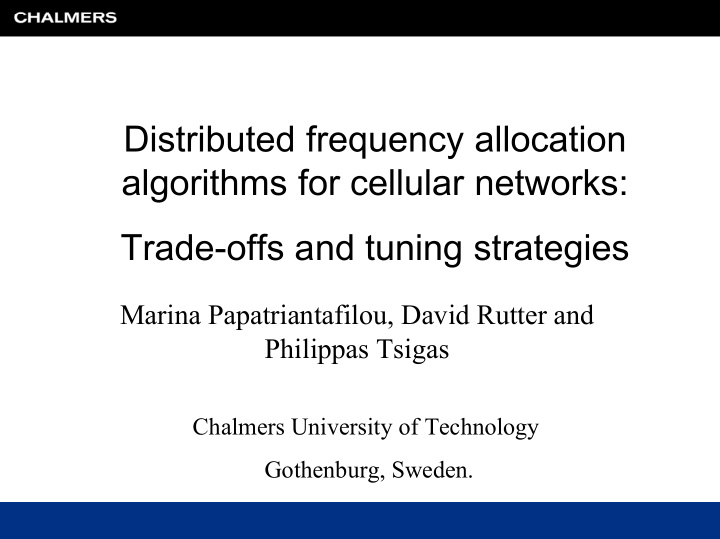 distributed frequency allocation algorithms for cellular