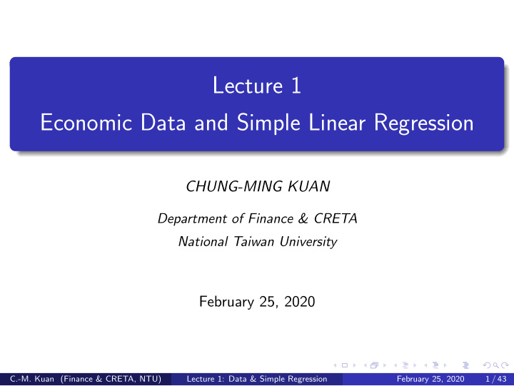 lecture 1 economic data and simple linear regression