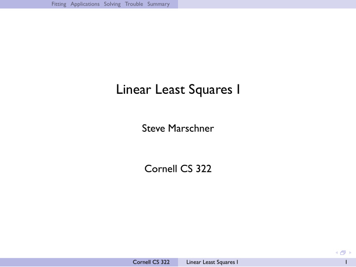 linear least squares i