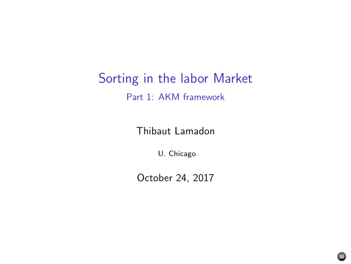 sorting in the labor market