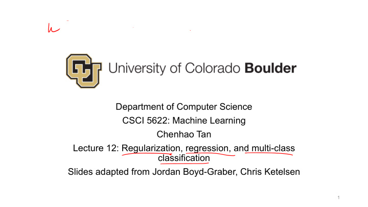 department of computer science csci 5622 machine learning