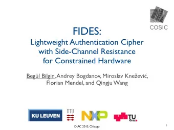 FIDES:  Lightweight Authentication Cipher  with Side-Channel Resistance  for Constrained Hardware