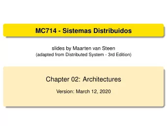 MC714 - Sistemas Distribuidos  slides by Maarten van Steen  (adapted from Distributed System - 3rd