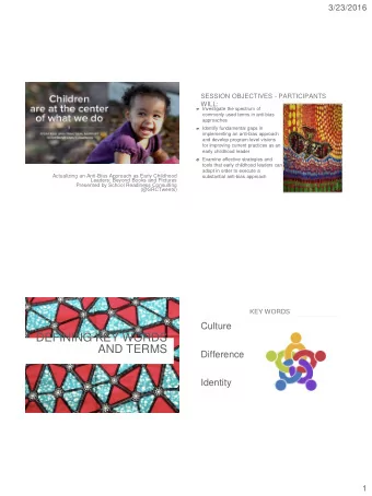 DEFINING KEY WORDS  AND TERMS  Difference  Identity  1  3/23/2016  PROGRAM APPROACHES  Cultural