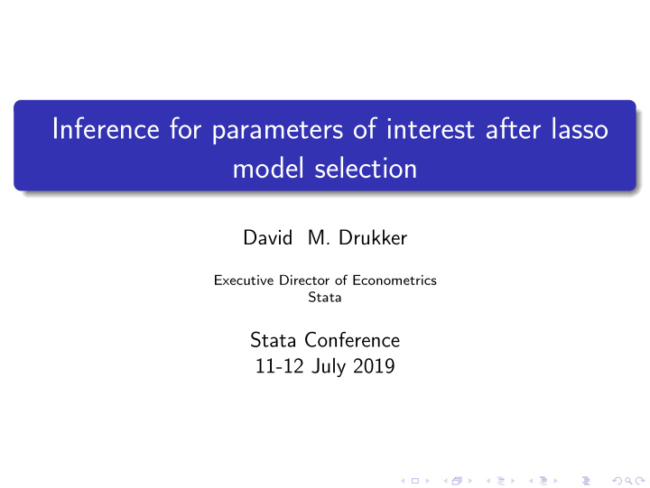 inference for parameters of interest after lasso model