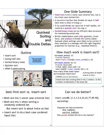 Quickest  Quickest  for maintaining sorted sets.  Sorting  Sorting  British codebreakers used