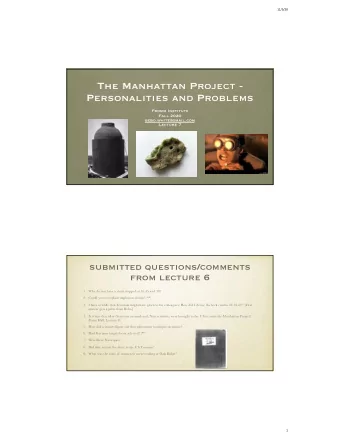 The Manhattan Project -  Personalities and Problems  Fromm Institute  Fall 2020