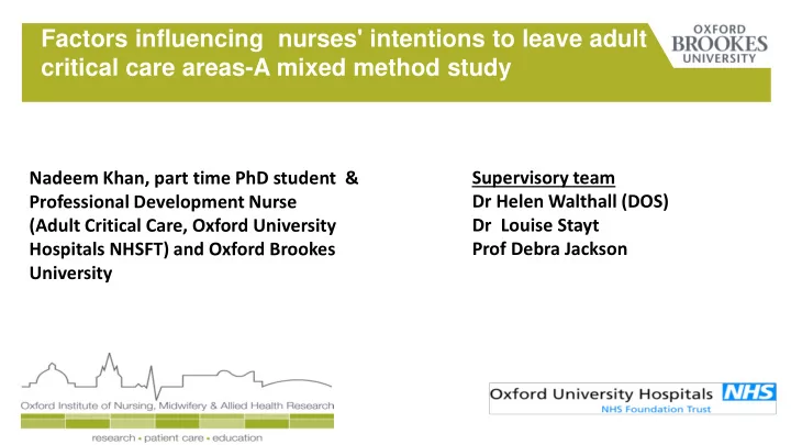 supervisory team nadeem khan part time phd student amp