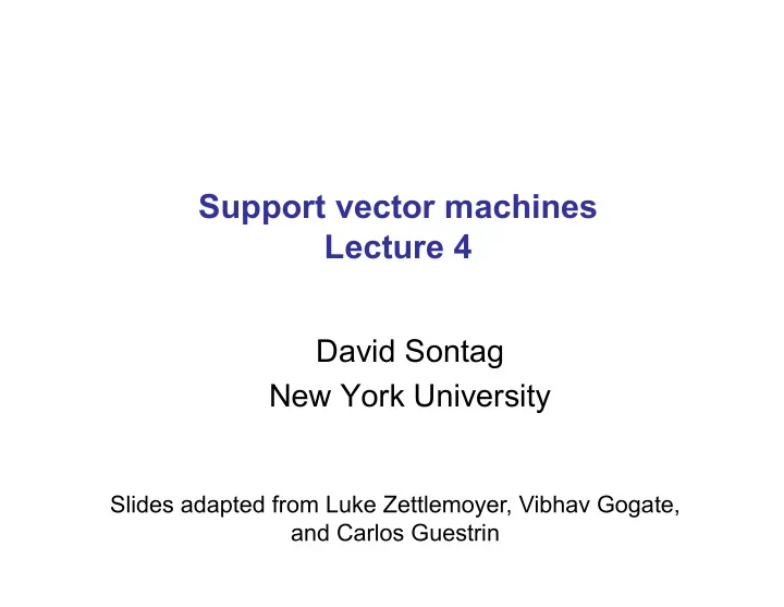 support vector machines lecture 4