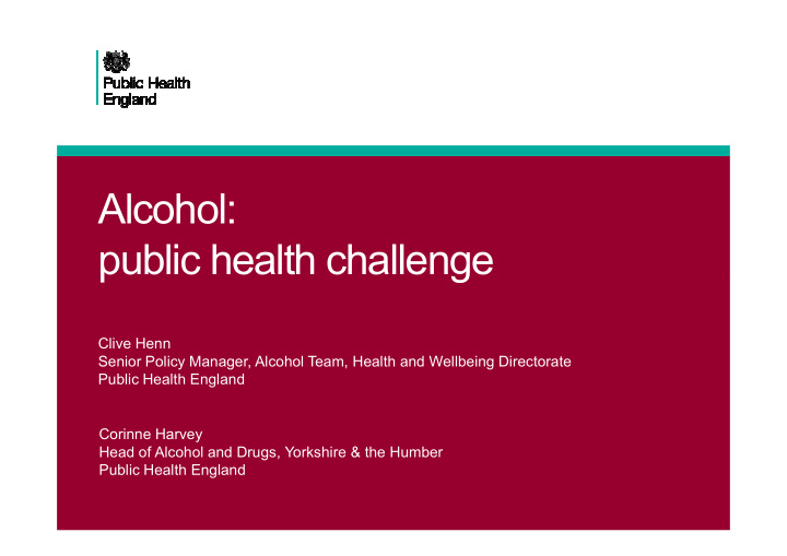 alcohol public health challenge public health challenge