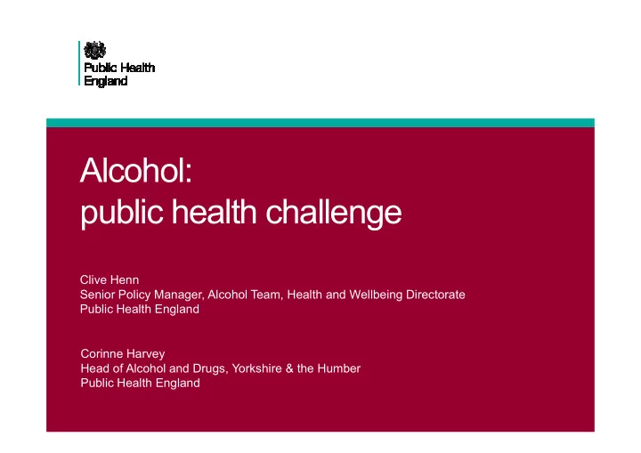 alcohol public health challenge public health challenge