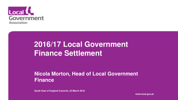 2016 17 local government finance settlement nicola morton